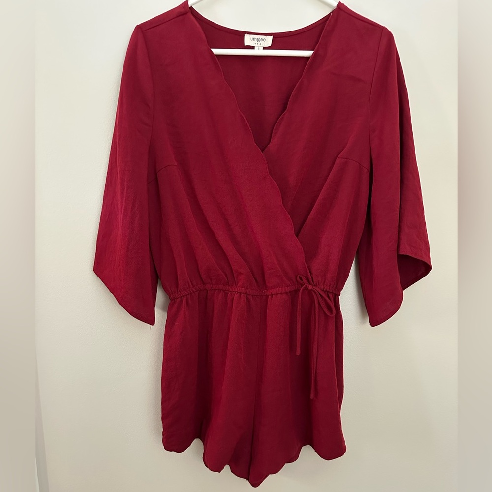Umgee Wrap Romper Brick Red Small EUC